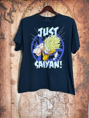 Dragon Ball Z T Shirt Mens Black XL Anime Goku Blonde Super Form “Just Saiyan”